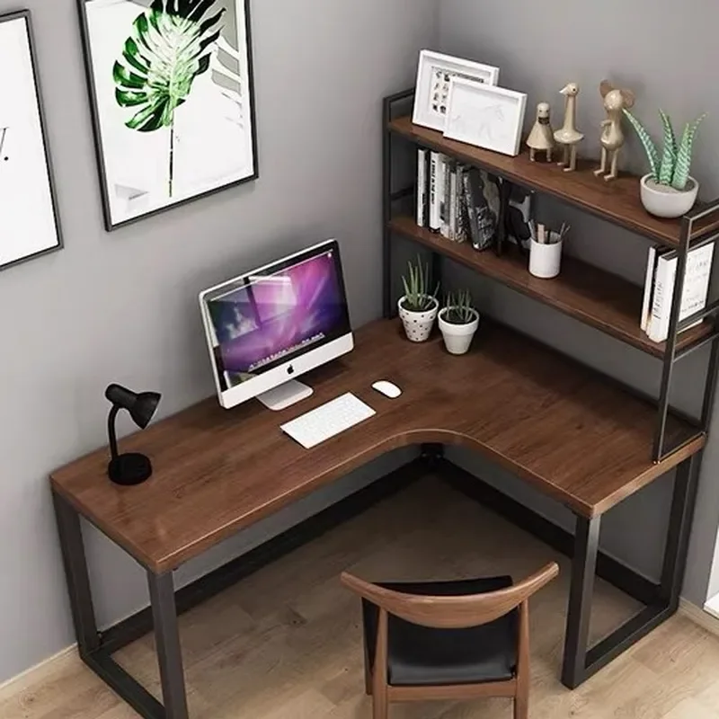 Right Angle Computer Desk All Solid Wood Double Long Table Simple Desktop Conference Corner Writing Desk for Home Office