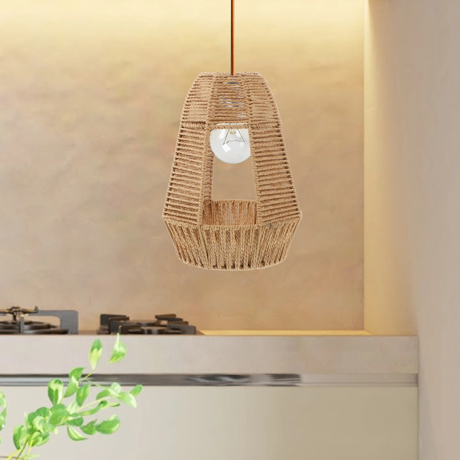 1pc Rustic Woven Lamp Shade Cover Replacement Ceiling Light Decorative Home Restaurant Bedroom Light Fixture Accessory