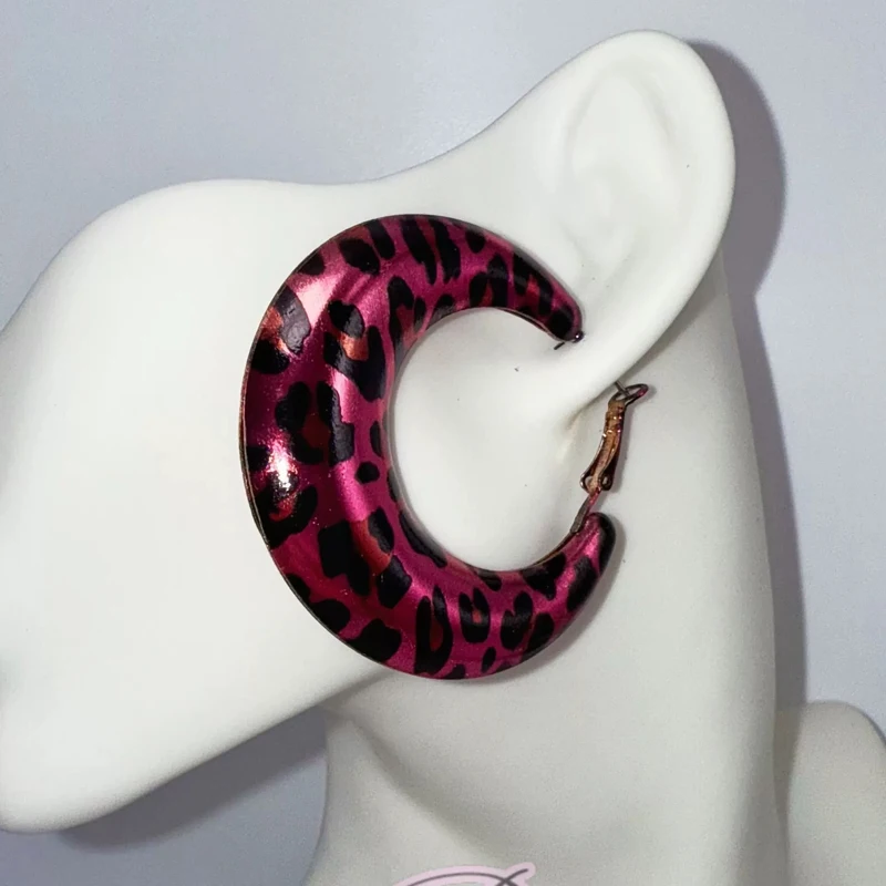 Y2K Schmuck Rosa Leopardenmuster Ohrringe für Frauen Sexy Modeaccessoires Grüne Leopardenmuster Ohrringe Punk Charm Grunge Rock – Detail 5
