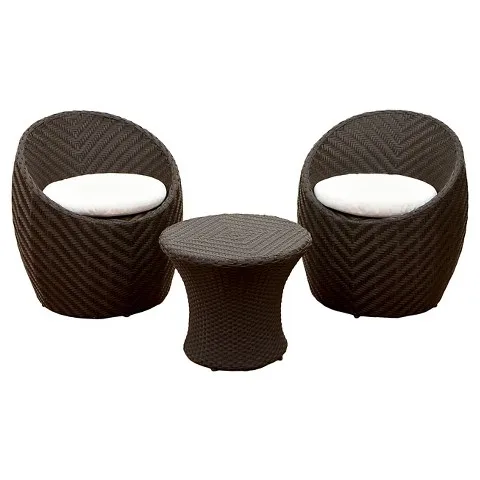 

2-Seater Round Outdoor Leisure Poly Rattan Garden Furniture Set Small Balcony Egg Chair & Sofa