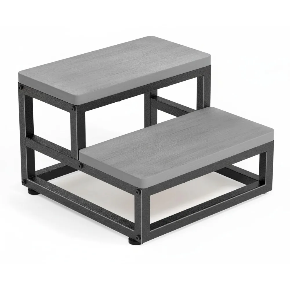 

Adjustable Two-Step Stool with Non-Slip Feet, Portable Metal Frame for Adults & Kids, Kitchen Bathroom Bedroom Use