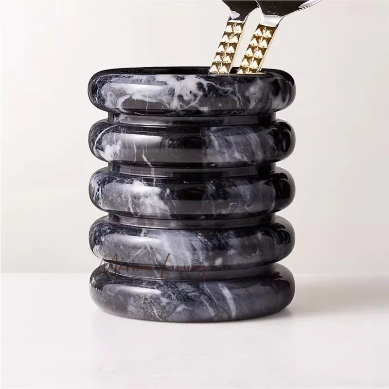 

British Designer Natural Marble Wine Chiller Bucket Champagne Beer Ice Bucket Wine Bottle Cooler Chiller Stone Vase Home Decor
