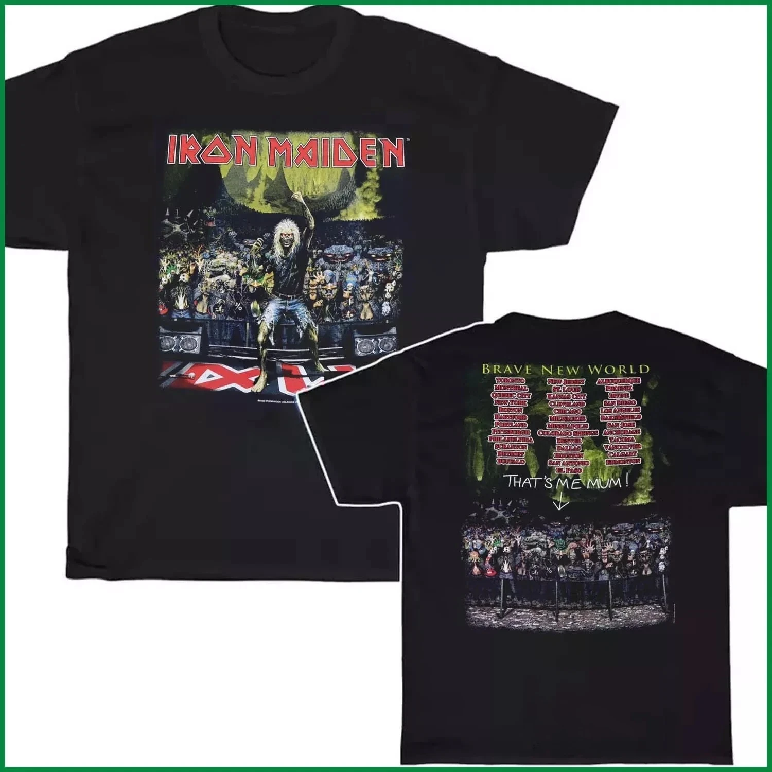 

2000 Iron Maiden Brave New World Tour Black Unisex Shirt High-end Luxury Is for Both Men and Women Top Y2k