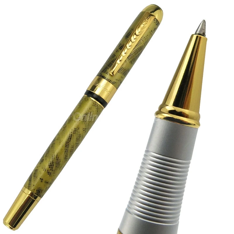 Jinhao 250 Metal Barrel Roller Ball Pen Refillable Gold Trim Professional Office Stationery Writing Accessory