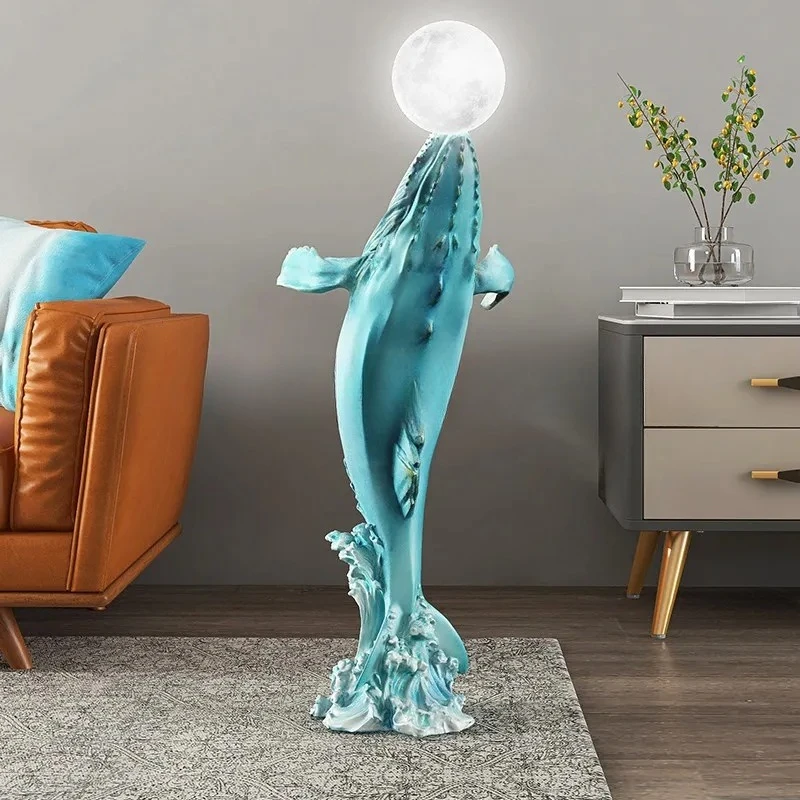 BJ-21  Large Floor Whale Ornament for Living Room, Entryway, Sofa Side, Light Luxury High-End Home Decoration