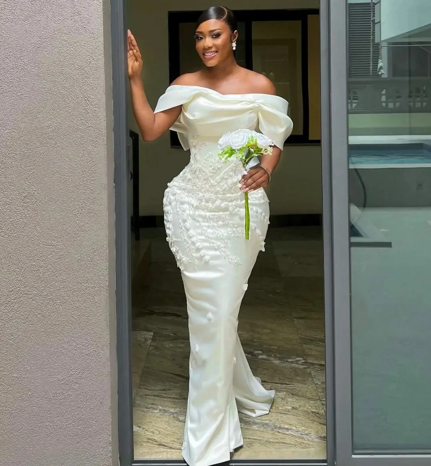 

New Black Women Wedding Dress 2026 Off The Pleat Lace Applique Back Bow Satin Bride Formal Gowns Vestidos De Novias