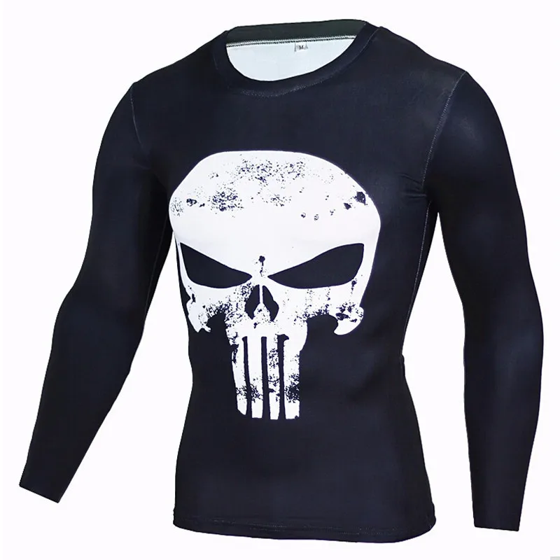 

Men's tights Strong stretch short sleeveTT-shirt Skulls Digital printing exercise workout clothes