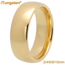 iTungsten 2mm 4mm 6mm 8mm 10mm Gold Plated Tungsten Ring For Men Women Couple Engagement Wedding Band Trendy Jewelry Comfort Fit