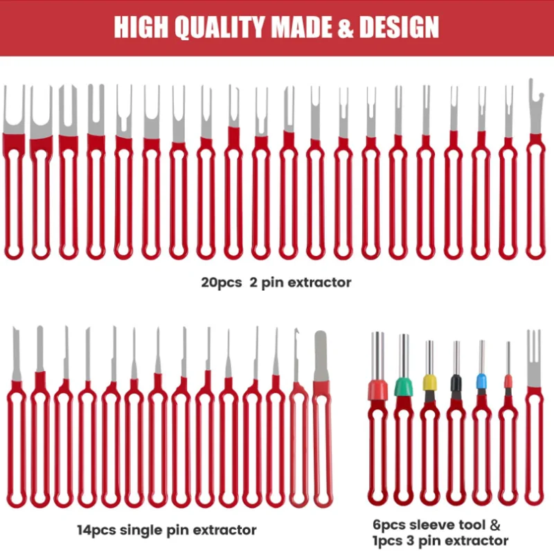 41Pcs Terminal Removal Kit - Upgrade Pin Puller Tool Terminal Ejector Kit Set for Automotive and Most Connector Terminals