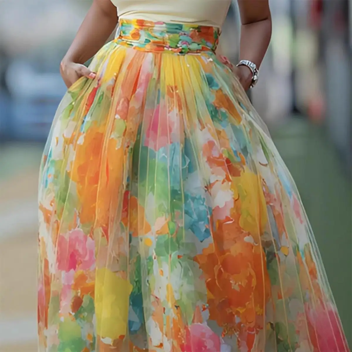 Casual Large Skirt Half-length Summer 2026 Youth Style Y3365 Non-branded European Style Embroidered PVC Fabric Casual Scene