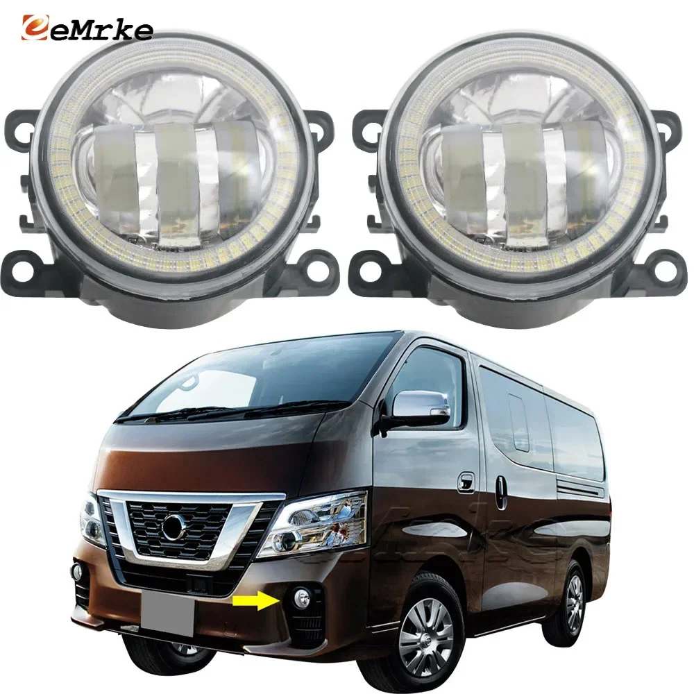 Car LED Angel Eyes DRL Aperture + Fog Lights Assembly for Nissan NV350 Urvan Caravan E26 Isuzu Como Bus Facelift 2018-2021