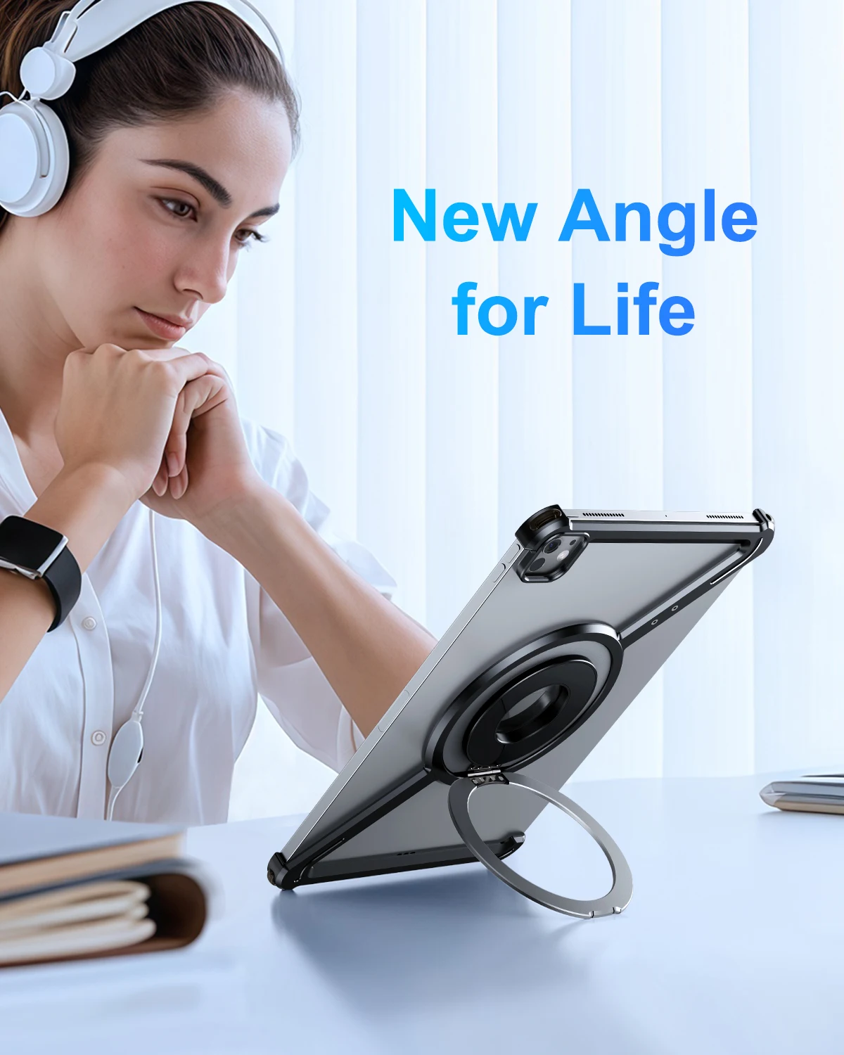 아이패드 프로 2024 11인치 M4 (5세대)용 Eary 프레임리스 케이스 (360도 회전) ° 회전식 자석 킥스탠드 알루미늄 합금 낙하 방지 케이스