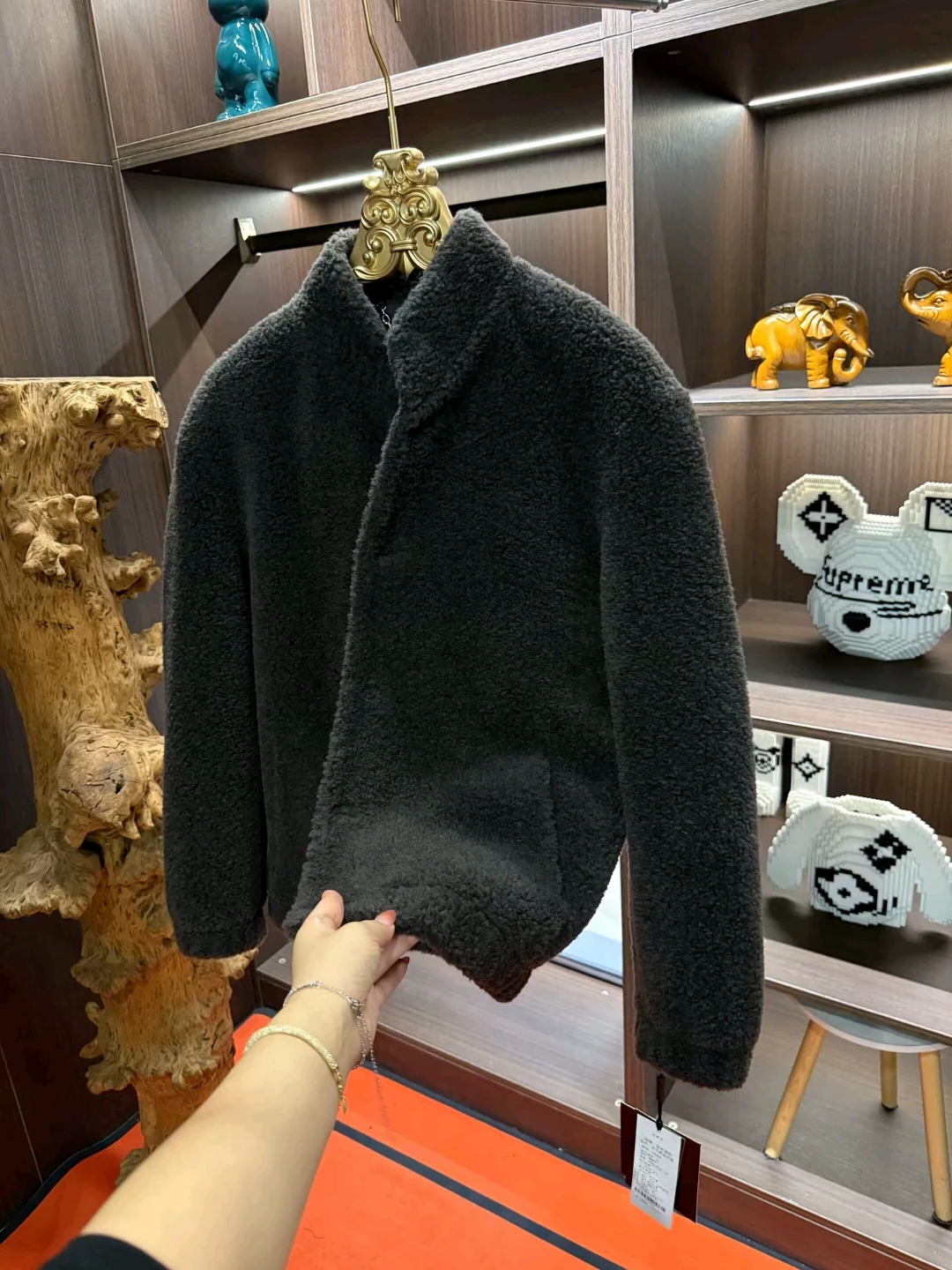 

Men's Autumn Winter High Luxury Patchwork eepskin 00 Australian Lamb Fur Zhongan Collar Wool Jaet Sli Outerwear