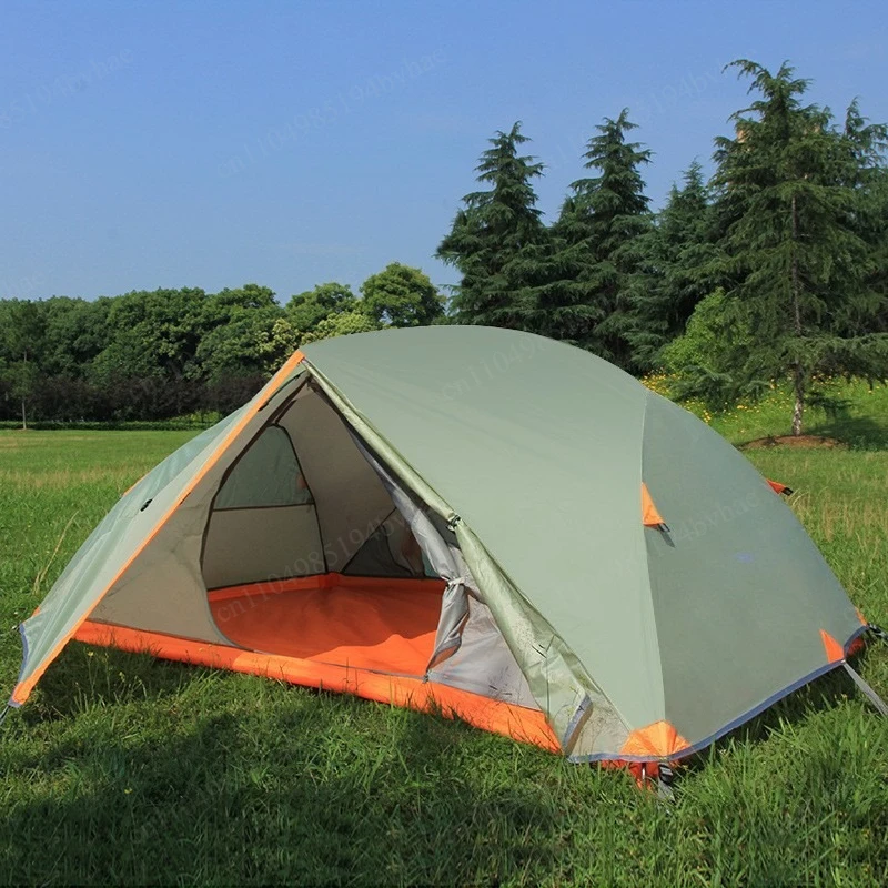 Double layered aluminum pole single person high-quality outdoor windproof and rainwater resistant tent. Portable Foldable