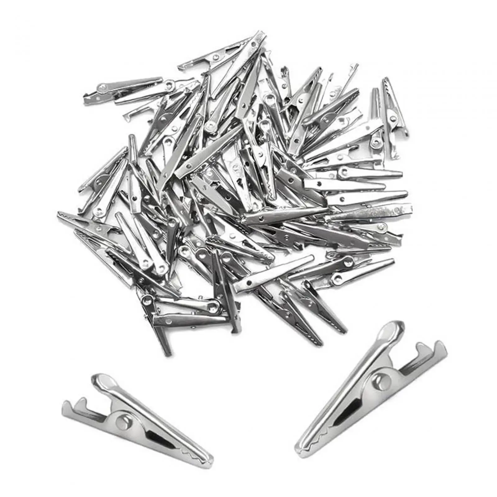 100Pcs Metal Alligator Clips Experiment Clamp Stable Grip Practical Spring Clamps Crocodile Clamps for Electric Testing Work