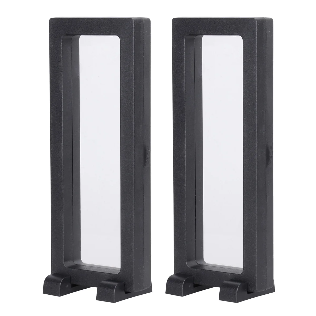 

2 Sets Coin Display Stand Black Frames 3D Floating Jewelry Exhibits Transparent PE Case Medal Holder Storage Solution Display