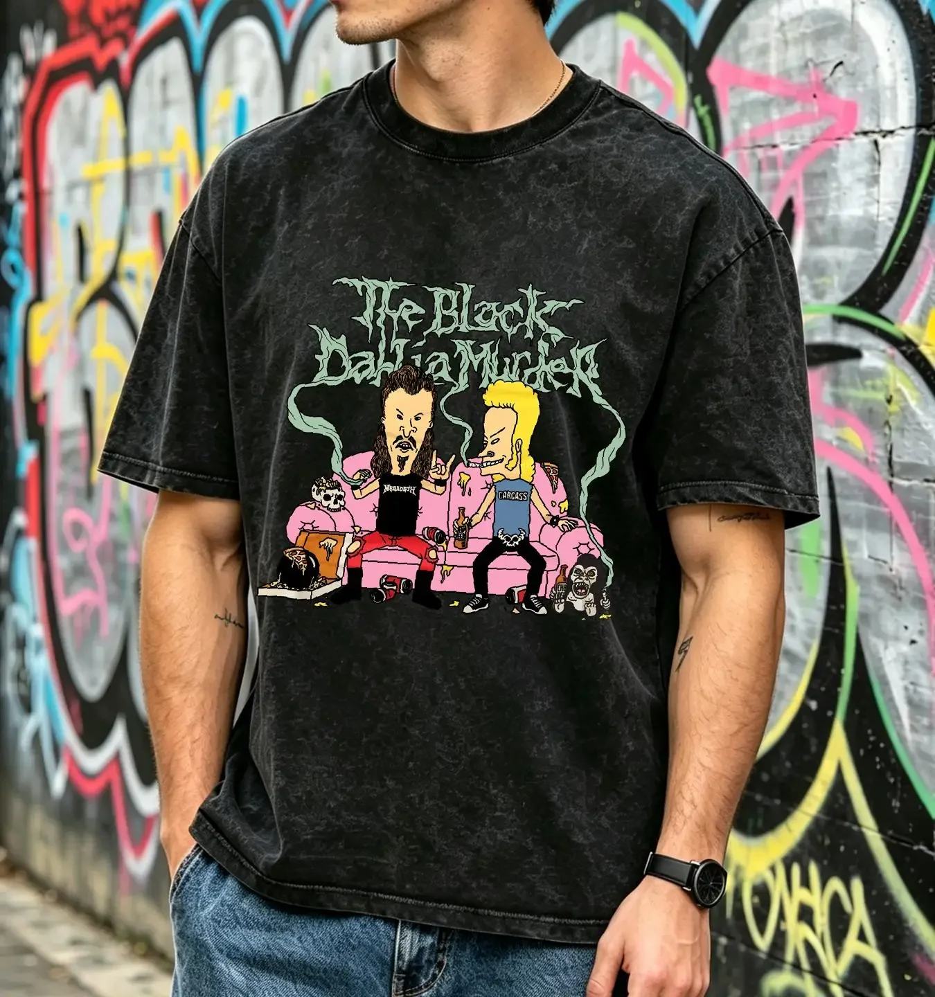 washed T Shirt The Black Dahlia Murder ritual tour 2012 LLL543 vintage Washed Stylish Unisex Soft Stretched designer clothes