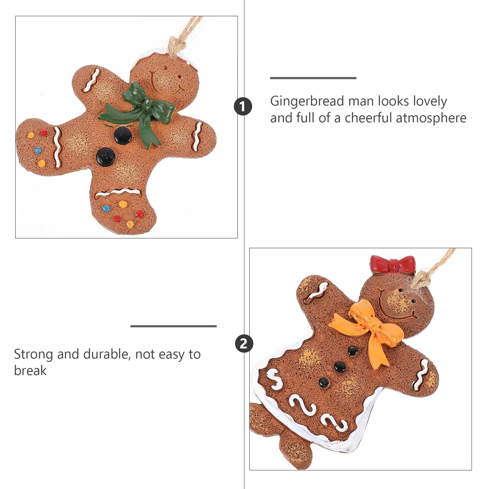 

2pcs Gingerbread Man Pendant Hanging Ornament Christmas Tree Decor Holiday Festival Home Decoration Wall Door Party Accessory