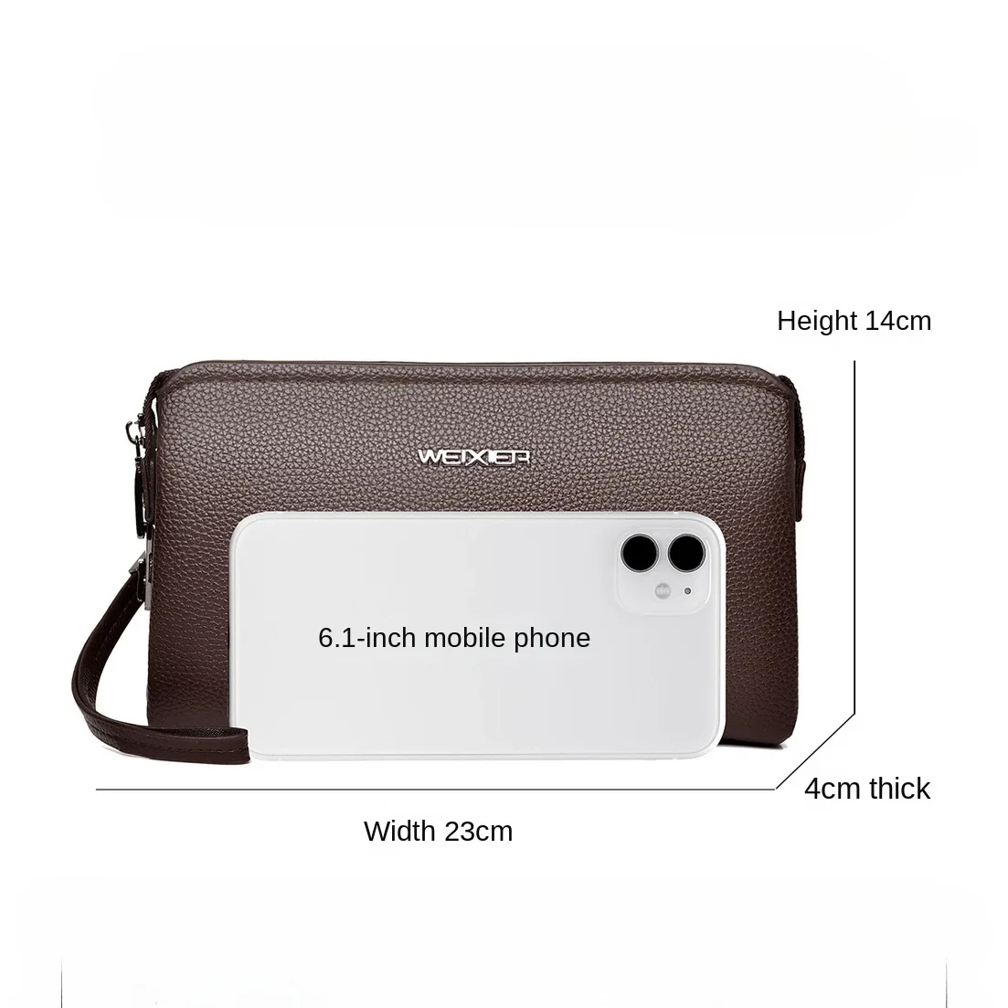 New Men's Clutch Purse High End PU Leather Long Wallet Large Capacity Multi Card Slot Wrist Bag Password Anti-Theft Phone Bag