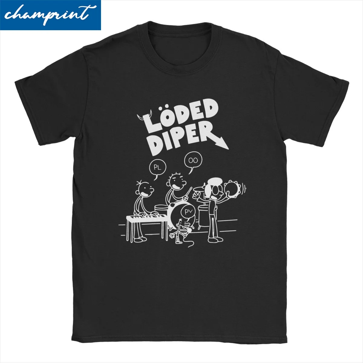 Music Band Rodrick Rules Wimpy Kid T Shirt for Men Women Pure Cotton  T-Shirts Crewneck Loded Diper Tee Shirt Clothing Plus Size