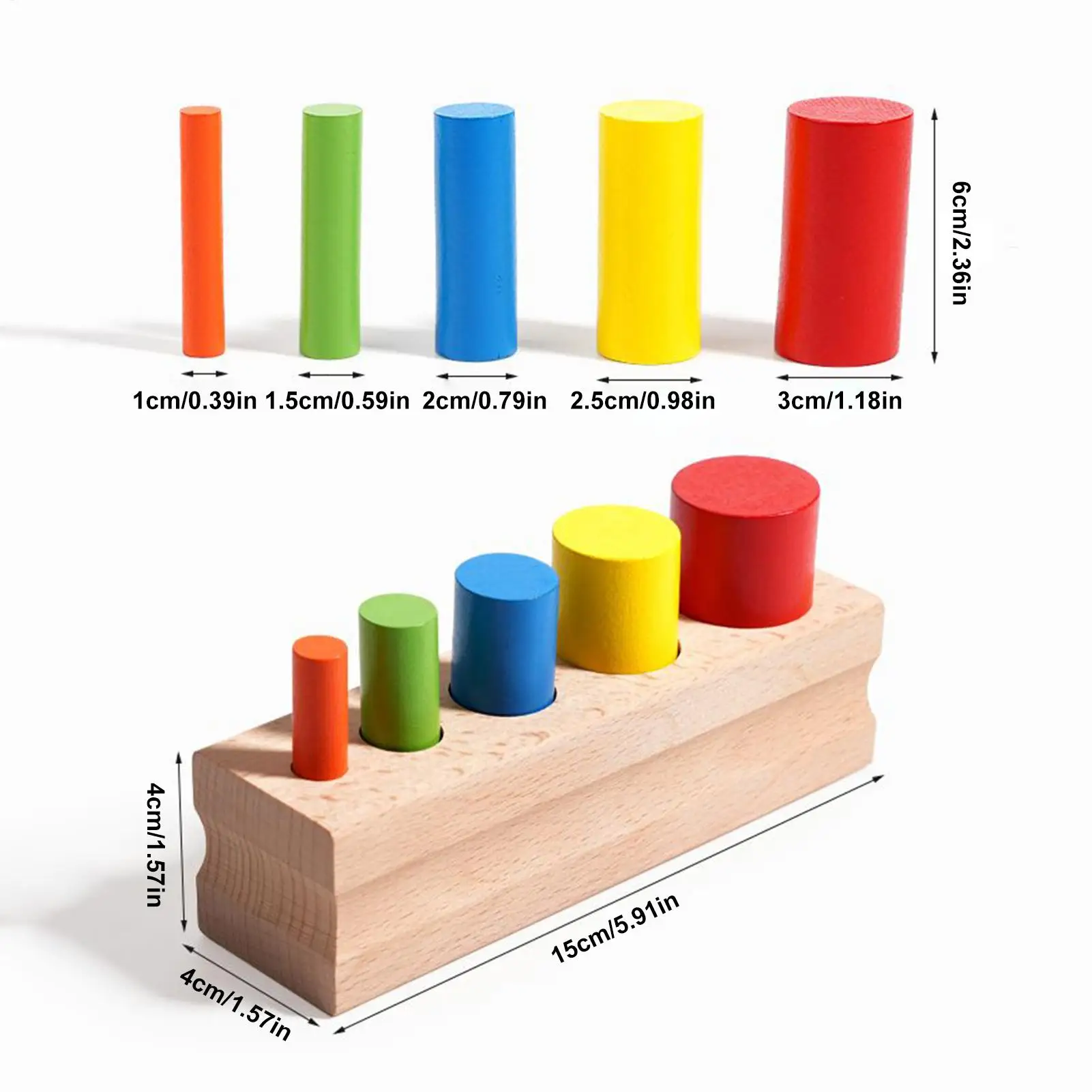 Wooden Early Learning Toys Sensory Wood Color Sorting Game Cylinder-shaped Interactive Fine Motor Skill Developmental Puzzle Toy