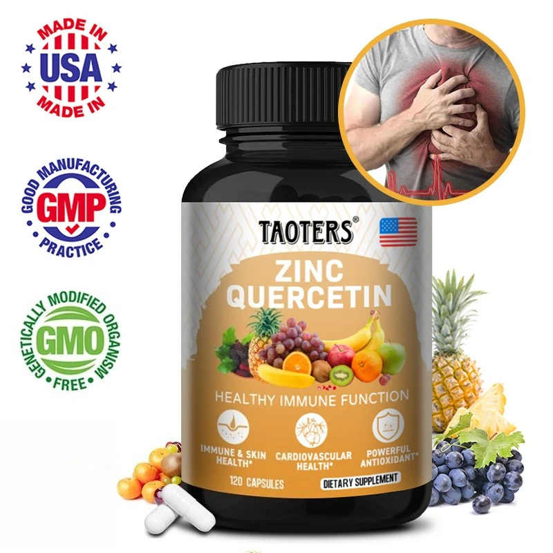 

Zinc Quercetin 120 Vegetarian Capsules - Zinc Supplement for Immune Support and Antioxidant Properties - Provides Immune Support