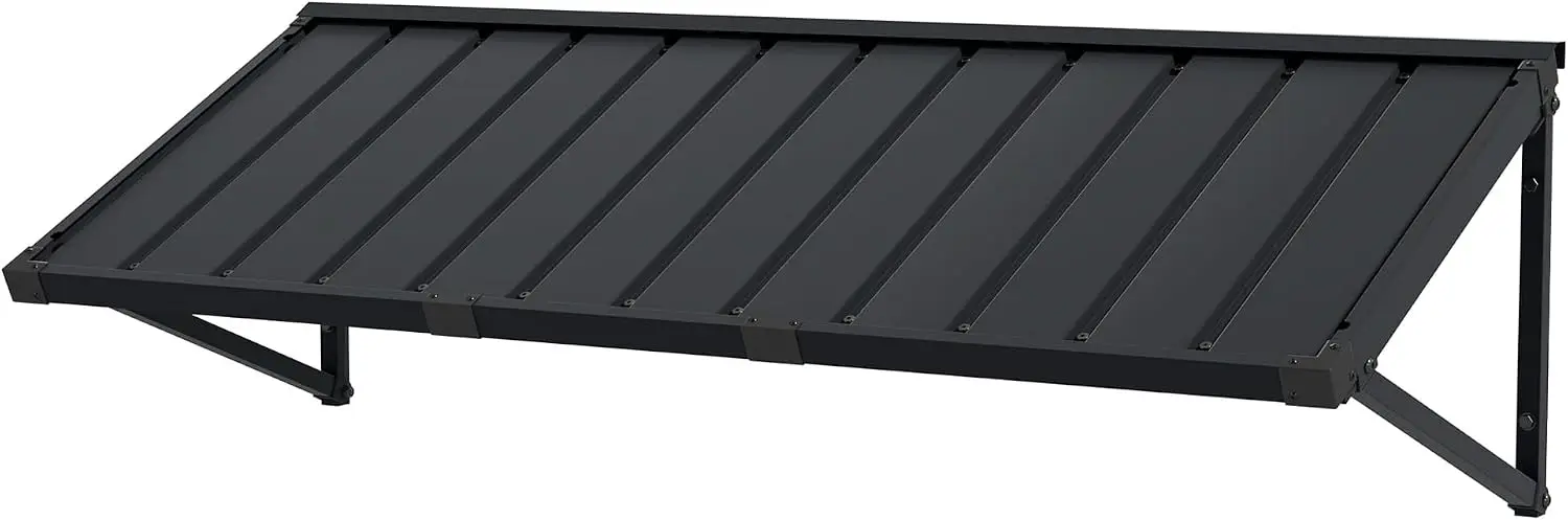 60x24 Metal Awning for Door, Window, Patio - All-Weather Sunshade, Dark Grey