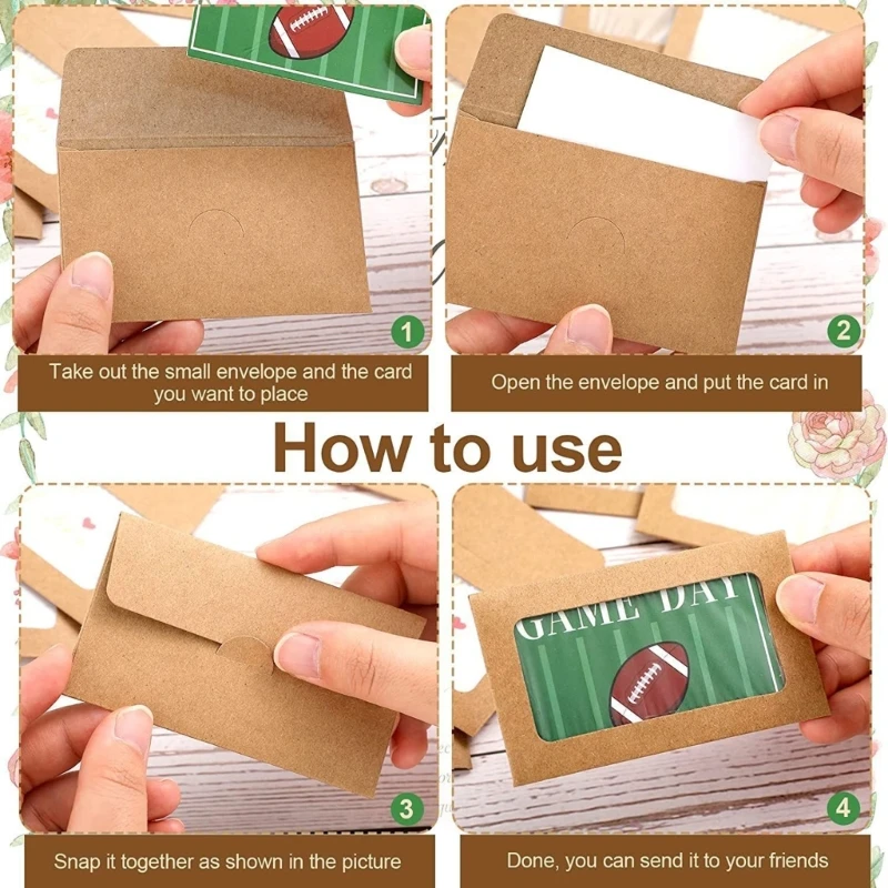 투명 창이 있는 수제 봉투 20개 팩, 기프트 카드 봉투, 4x2인치 Dropship