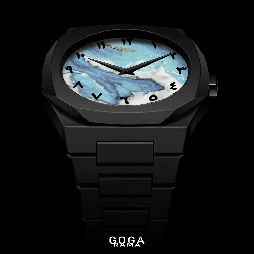 GOGARAMA Personalized Custom Brand Logo Blue Dial Arabic Numerals Quartz Men's Business Watch - view 3