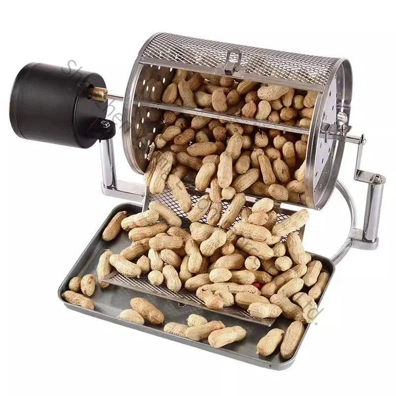 New Household Electric Coffee Bean Roaster Small Peanut Melon Seed Stainless Steel Open Flame Roasting Adjustable Speed Bean