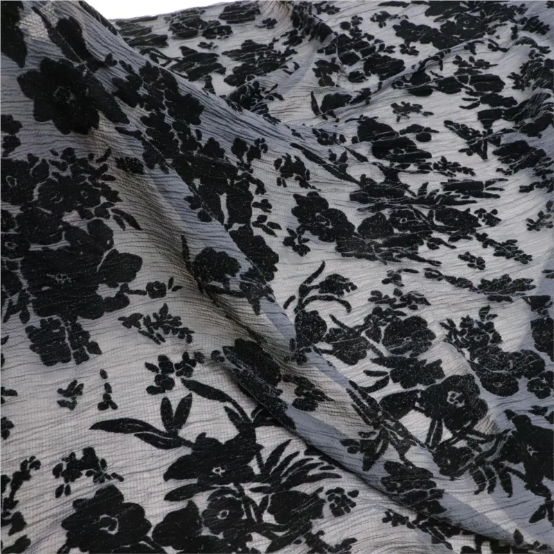 

Woven velvet brocade velvety rose-patterned and flame-patterned fabric sleeping dress cheongsam