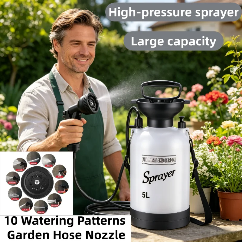 

5-литровый многофункциональный душевой насос + портативный душевой комплект с 3-метровым шлангом, ручной душ для кемпинга на открытом воздухе