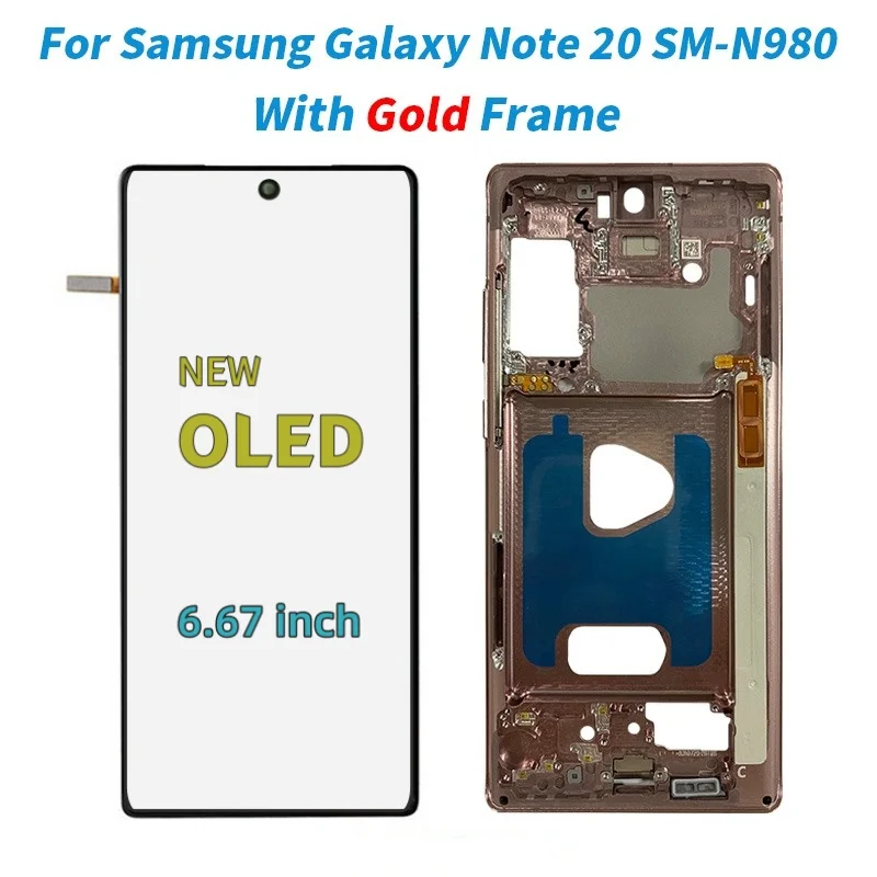 Super OLED Note 20 N981U N981B Display For Samsung Galaxy Note 20 Ultra N986U N986B LCD Touch Screen with Frame Replacement