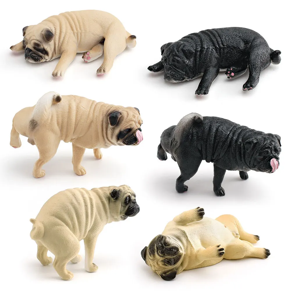 

Animal Pet Dog Model Set Pug PVC Ornament Simulation Mini Puppy Toy HG142