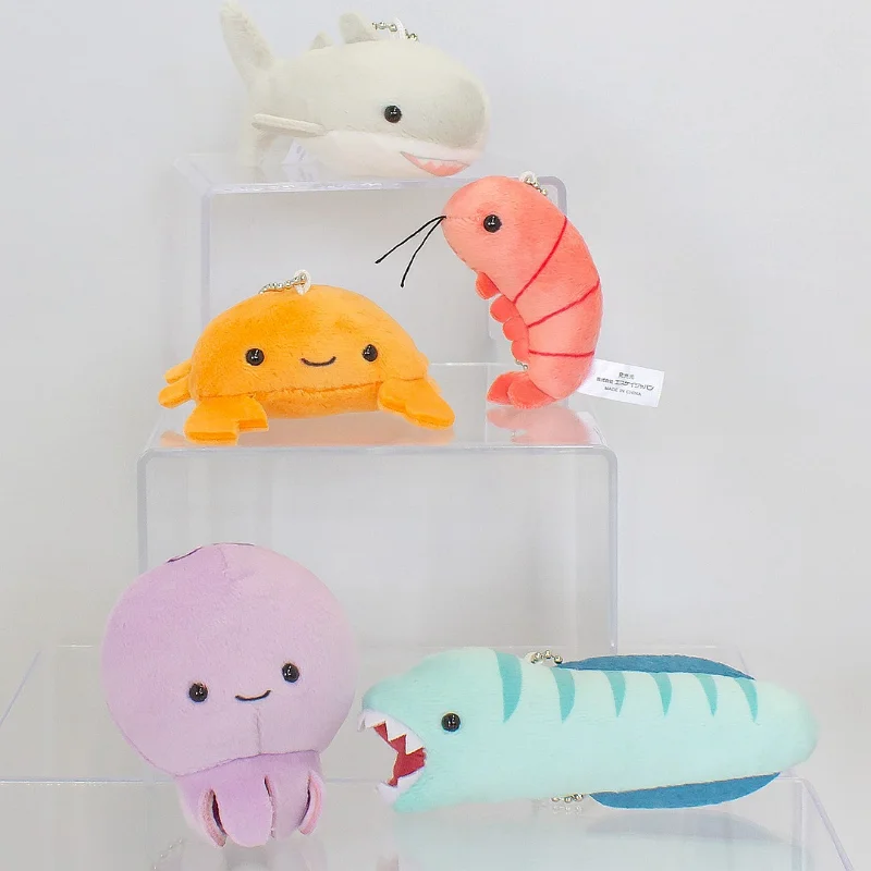 SK JAPAN Original Gashapon Figure Cute Kawaii Soft Q Plush Marine Creature Prawn Crab Conger Octopus Keychain Anime Capsule Toy