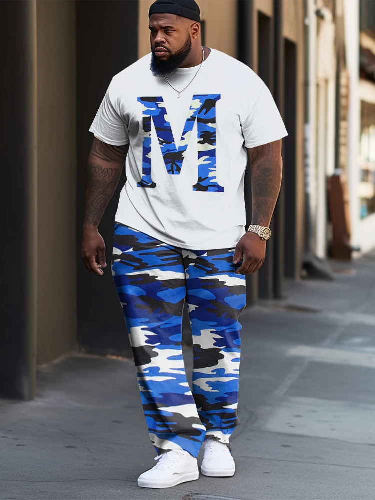 

Biggmans Casual Summer Plus Size L-9XL Outfits Mens Loose Fit Pants Two Piece Set Male Oversized Print Top And Pants Set Clothes