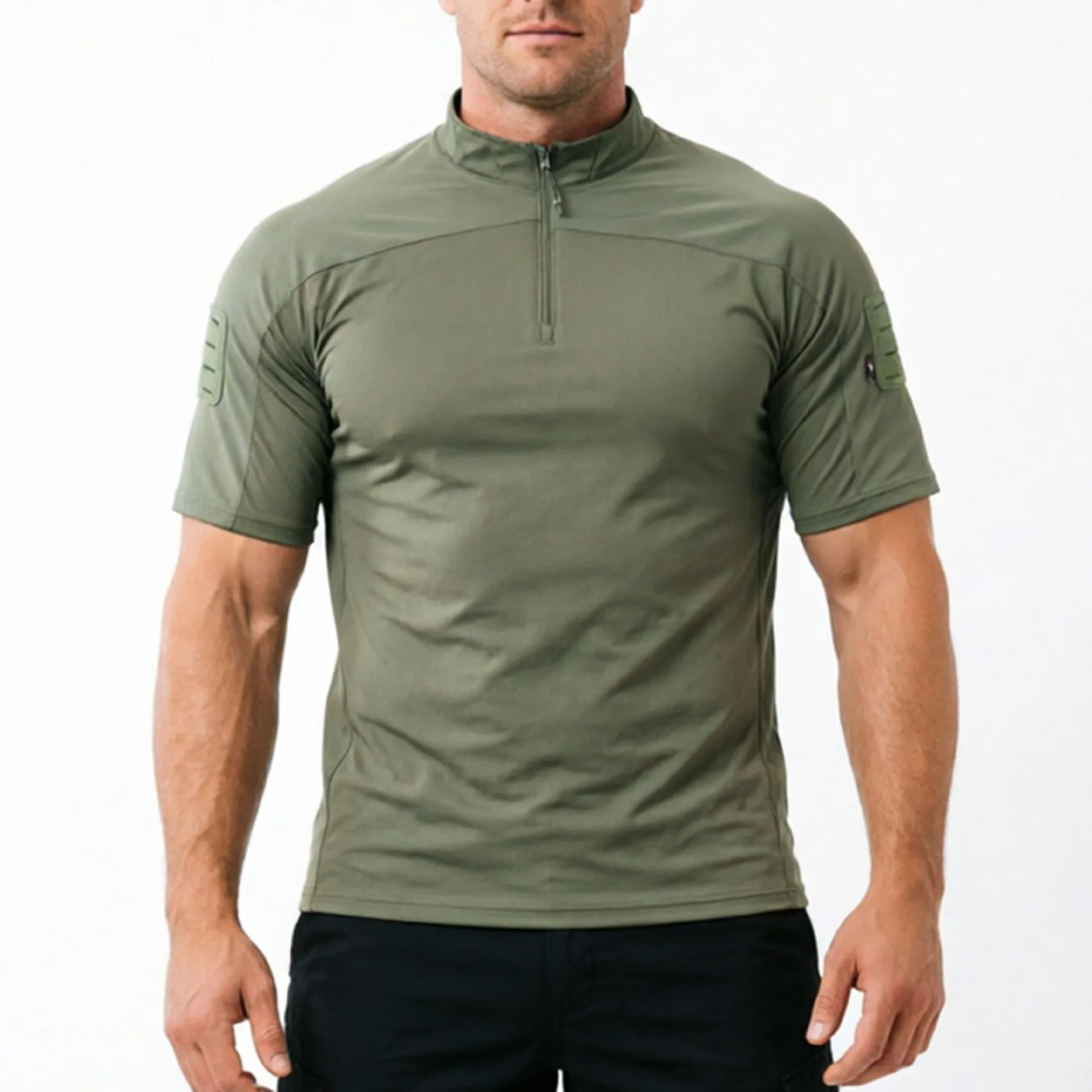 Men's Elastic Breathable Camouflage Quick Dry T-Shirt Outdoor Training Short Sleeve for Hiking Hunting