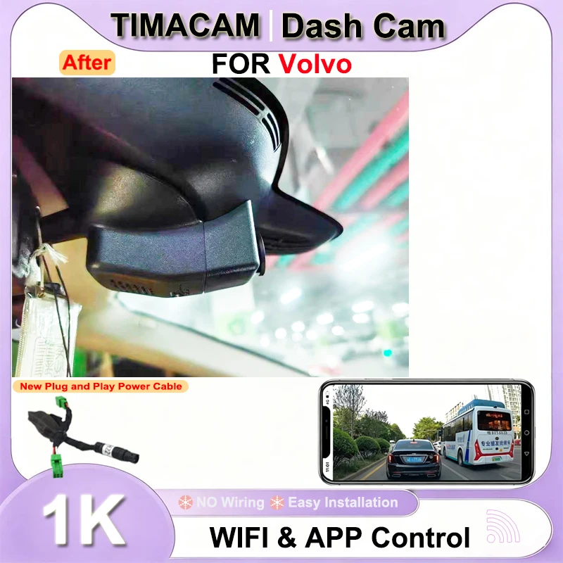 TIMACAM New Plug and Play 1080P Wifi Video Recorder Dash Cam for Volvo v40 2012 2013 2014 2015 2016 2017 2018 2019 2020 2021