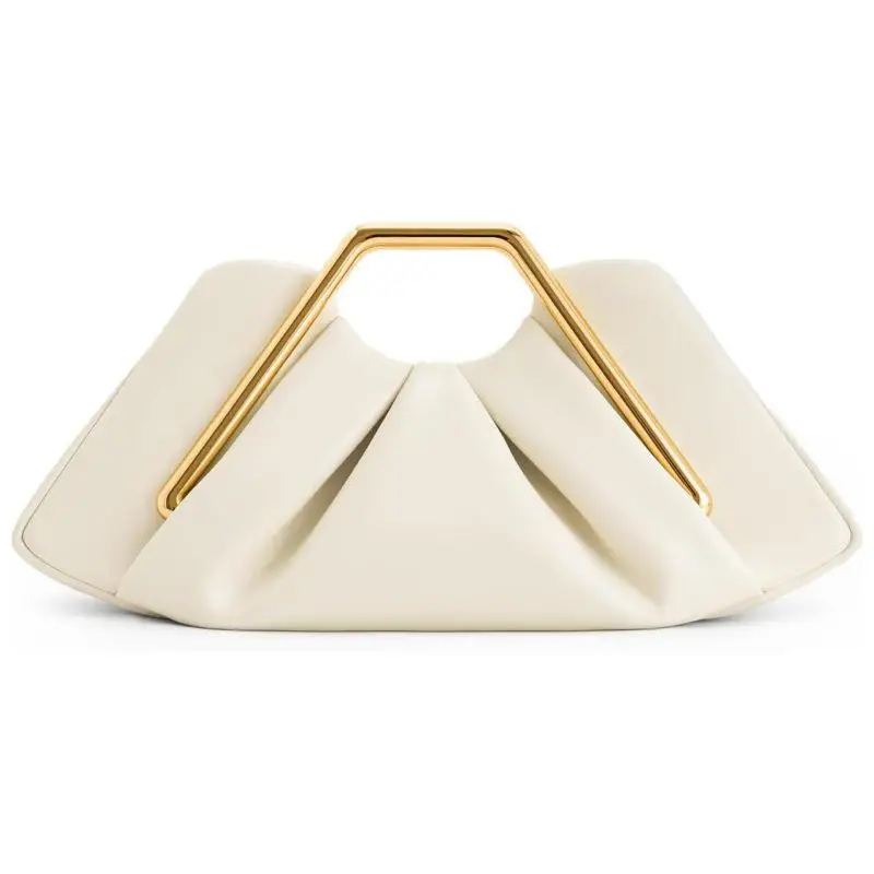 Luz de luxo moda nuvem plissado alça de metal bolsa feminina europeu e americano retro personalizado grande capacidade bolsa na moda