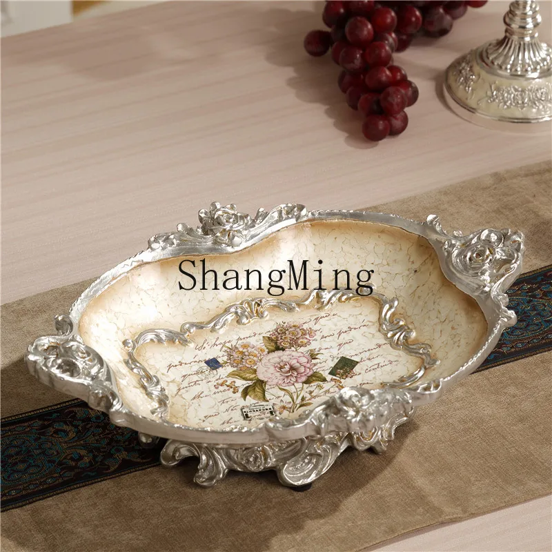 

DSA ornament retro living room coffee table fruit basket large resin dried fruit candy plate ornament