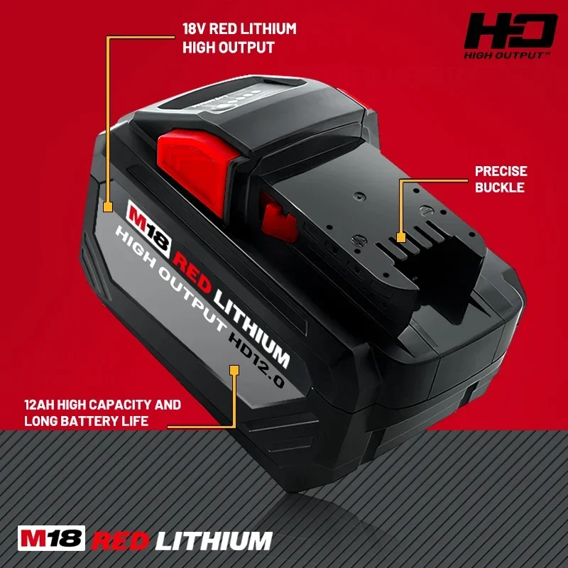 Original Milwaukee M18 18V 12.0Ah 15-Cells 21700 Li-ion Rechargeable Battery, Replacement, For 48-11-1815 48-11-1850 Power Tools 4