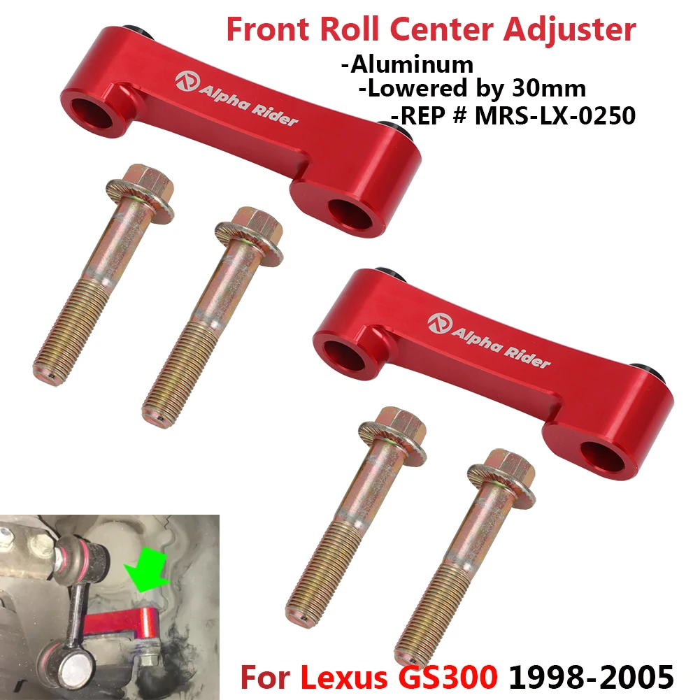 Aluminium Front Roll Center Adjuster 30mm Red For Lexus GS300 4-Door 1998-2005 3.0L # MRS-LX-0250