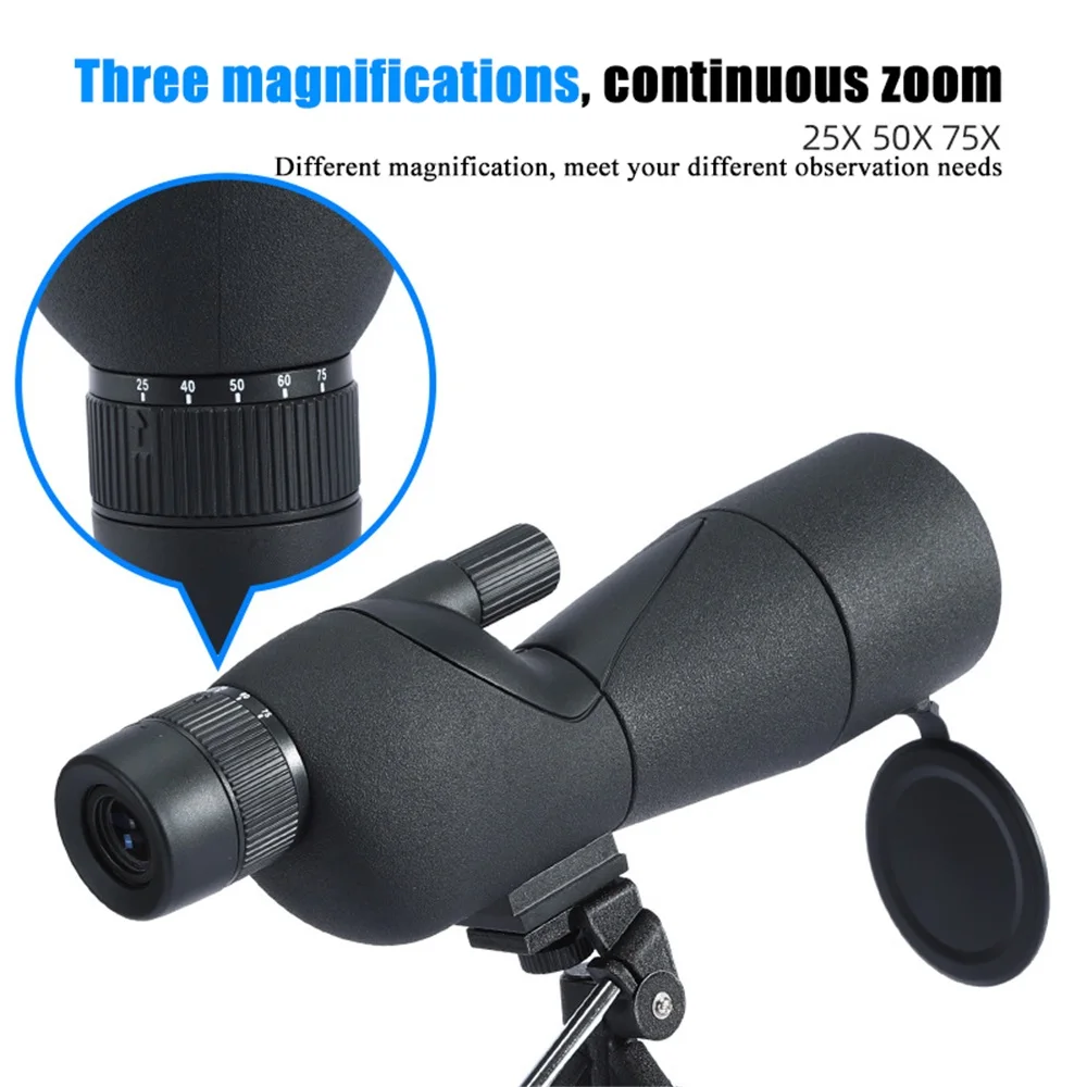 Portable Outdoor Professional 25x75 Monoculars High Power HD Telescope Spotting Scope for Hunting Camping Target Animal Viewing