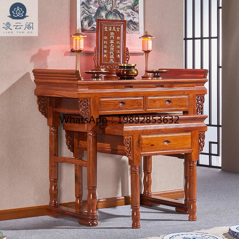 

Red Sandalwood Altar Table Offering Table Buddha Altar Rosewood Solid Wood Shrine Offering Cabinet Altar