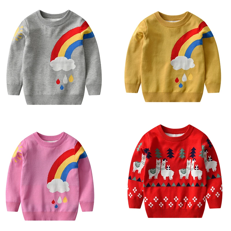 

Christmas Sweaters 3-7T New Arrival Rainbow Boys Girls Sweaters For Autumn Winter Snowman Children's Sweatshirts Baby Clothes