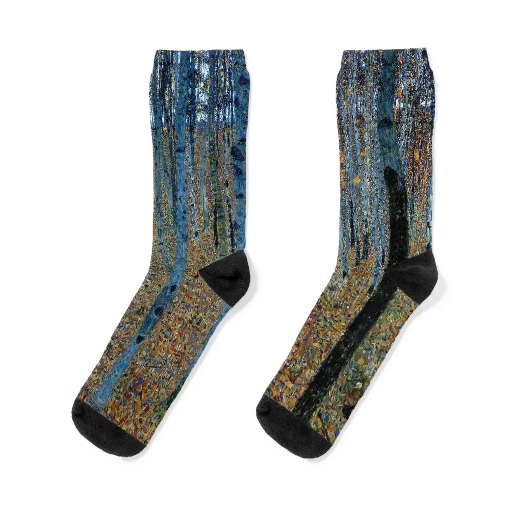 GUSTAV KLIMT : Vintage The Beech Grove Print Socks anime summer luxe hiphop Women Socks Men's