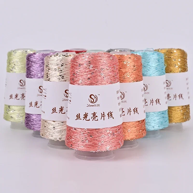 Fils de ligne de point de paillettes pour la couture, fils de crochet à la main, fil de parnter, pull à tricoter, fil de vêtements, 100g