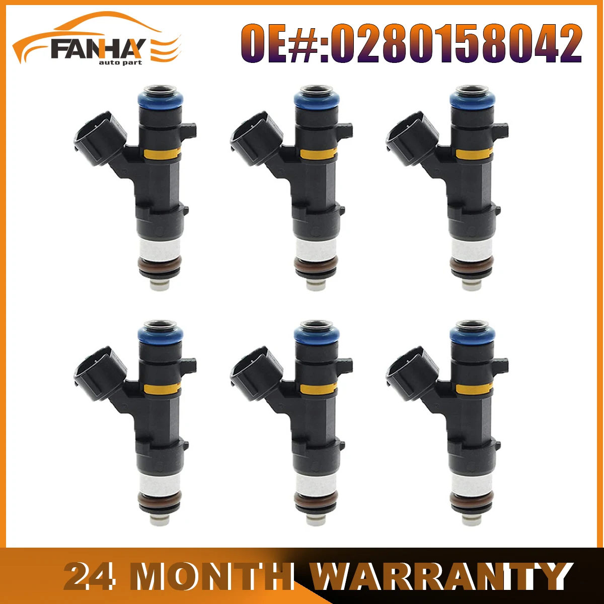 

6 шт. топливных форсунок 0280158042 для Infiniti FX35 2005-2008, M35 2006-2008, G35 3.5L V6 VQ35DE, Nissan Murano, 350Z 3.5L V6 VQ35DE