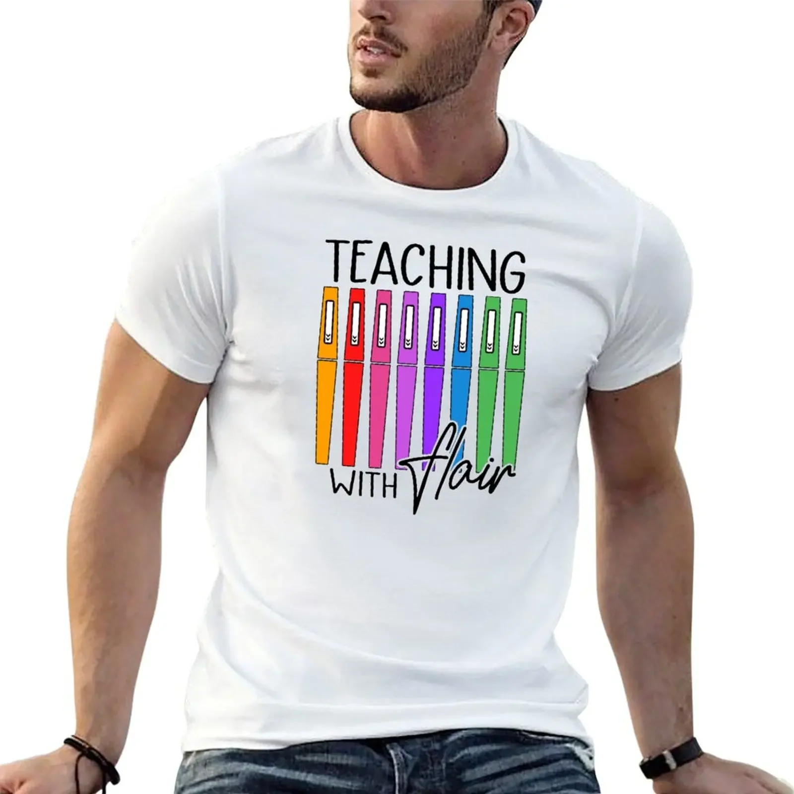 Teaching with Flair (Black Version) T-Shirt baggy shirts shirts graphic tees mens clothing