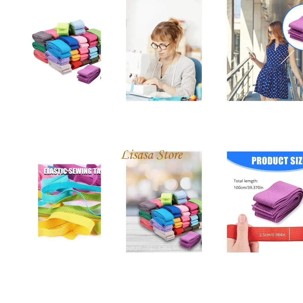 

M6CC 20pcs/Pack Elastic Sewing Bands 25mm Wide In Bright Colors For DIY And Handmade Creations
